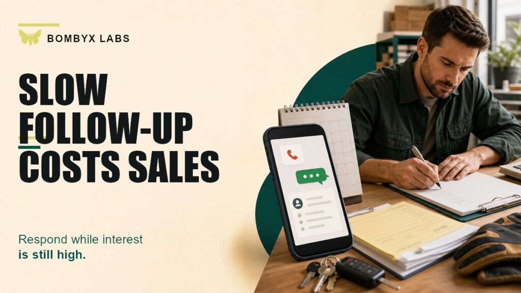 Service business owner reviewing a missed call and lead response summary