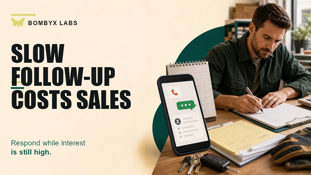 Service business owner reviewing a missed call and lead response summary